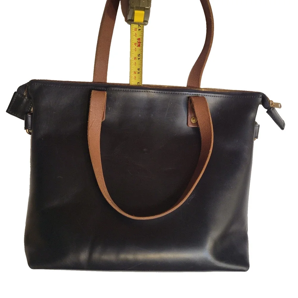 Lifetime Leather Co Black Tote Handmade USA Heritage Minimalist Work Bag